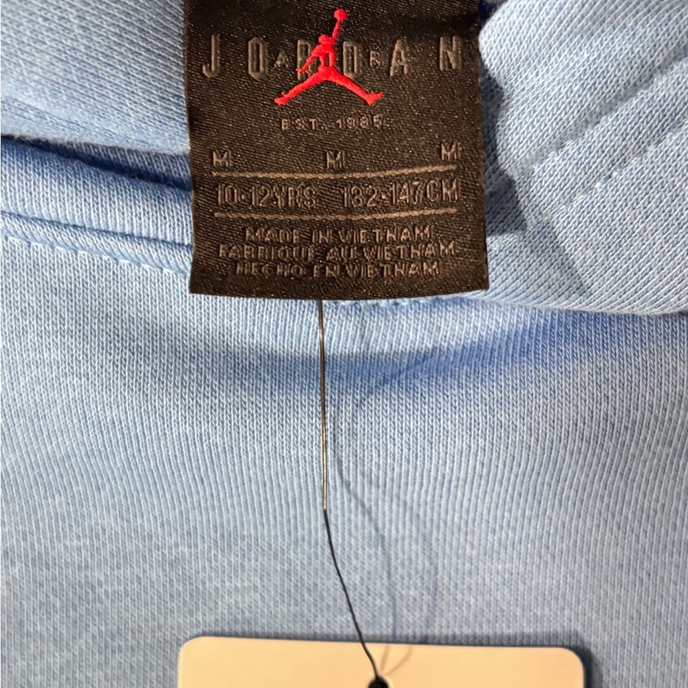 🆕 Nike Air Jordan MJ Brooklyn Fleece Hoodie Boys Medium University Blue NWT - Picture 6 of 8